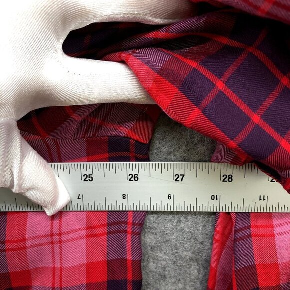 A.N.A. Boho Top Womens XXL Pink Plaid Rayon Wide Sleeve Tiered Peplum Button - Picture 7 of 9